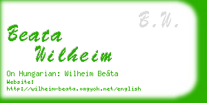beata wilheim business card